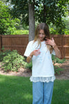 Lace Hem Bow Tee