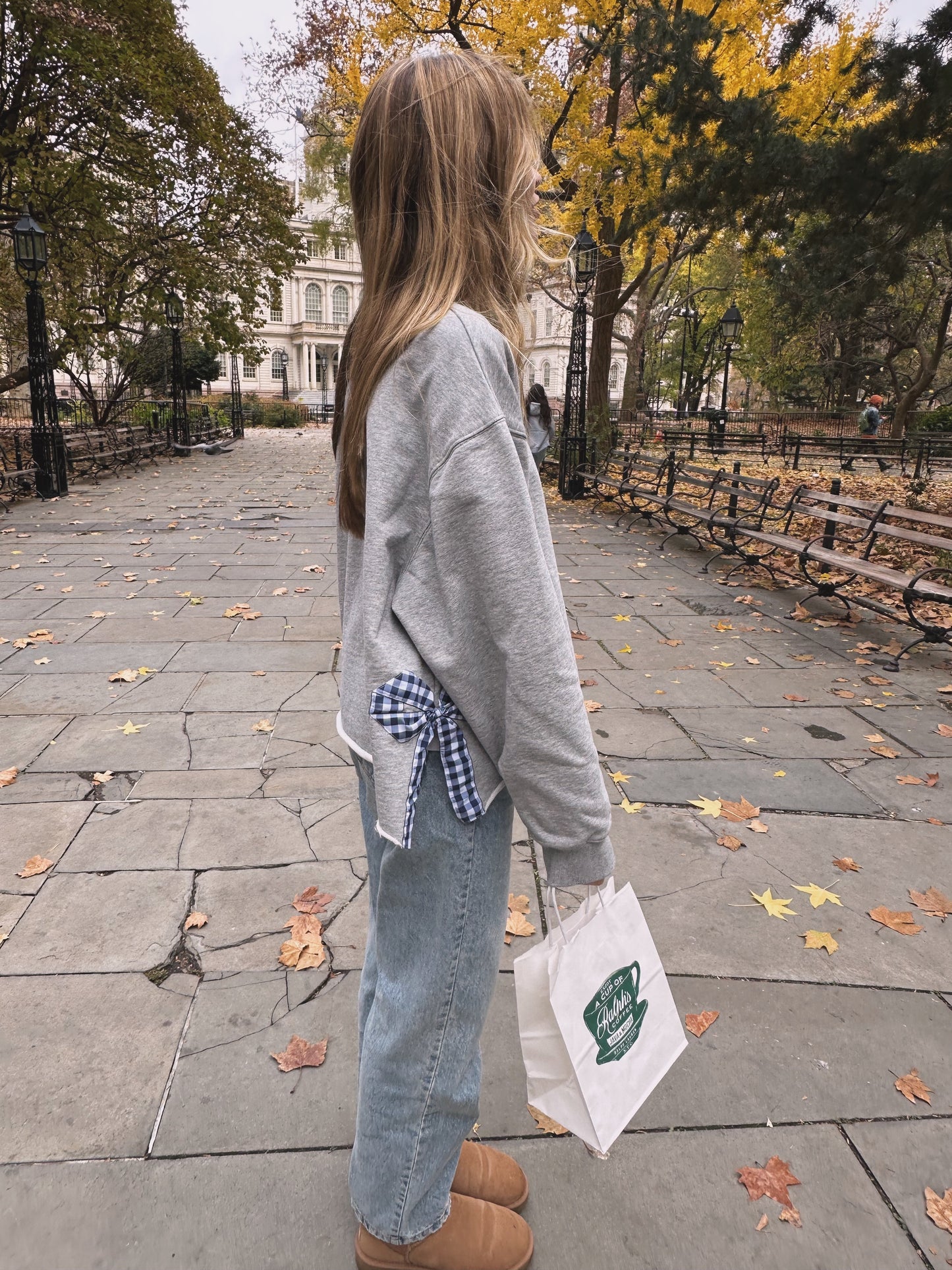 Signature Grey and Navy Side Bow Sweatshirt