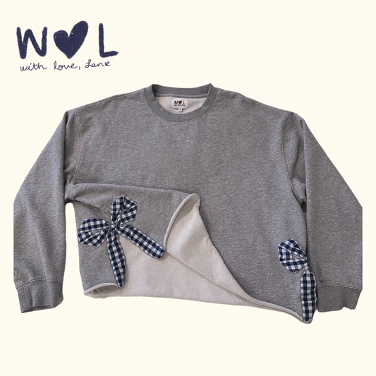 Signature Grey and Navy Side Bow Sweatshirt